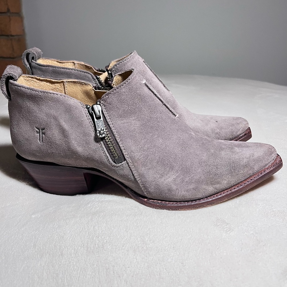Frye Gray Suede Ankle Booties - Picture 3 of 6